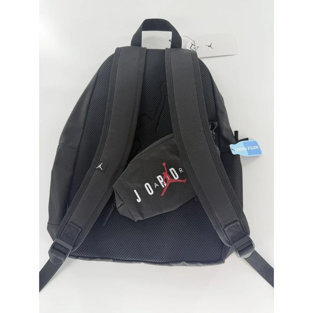 Nike Jordan Air School Backpack Pencil Case Bottle Pocket Large Black 9A0503-023